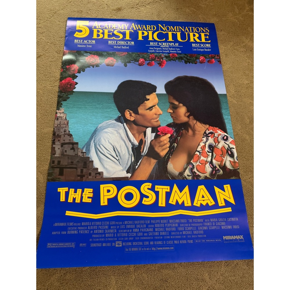 The Postman Il Postino 1996 Original Movie Poster Miramax 5 Academy Nominations‎